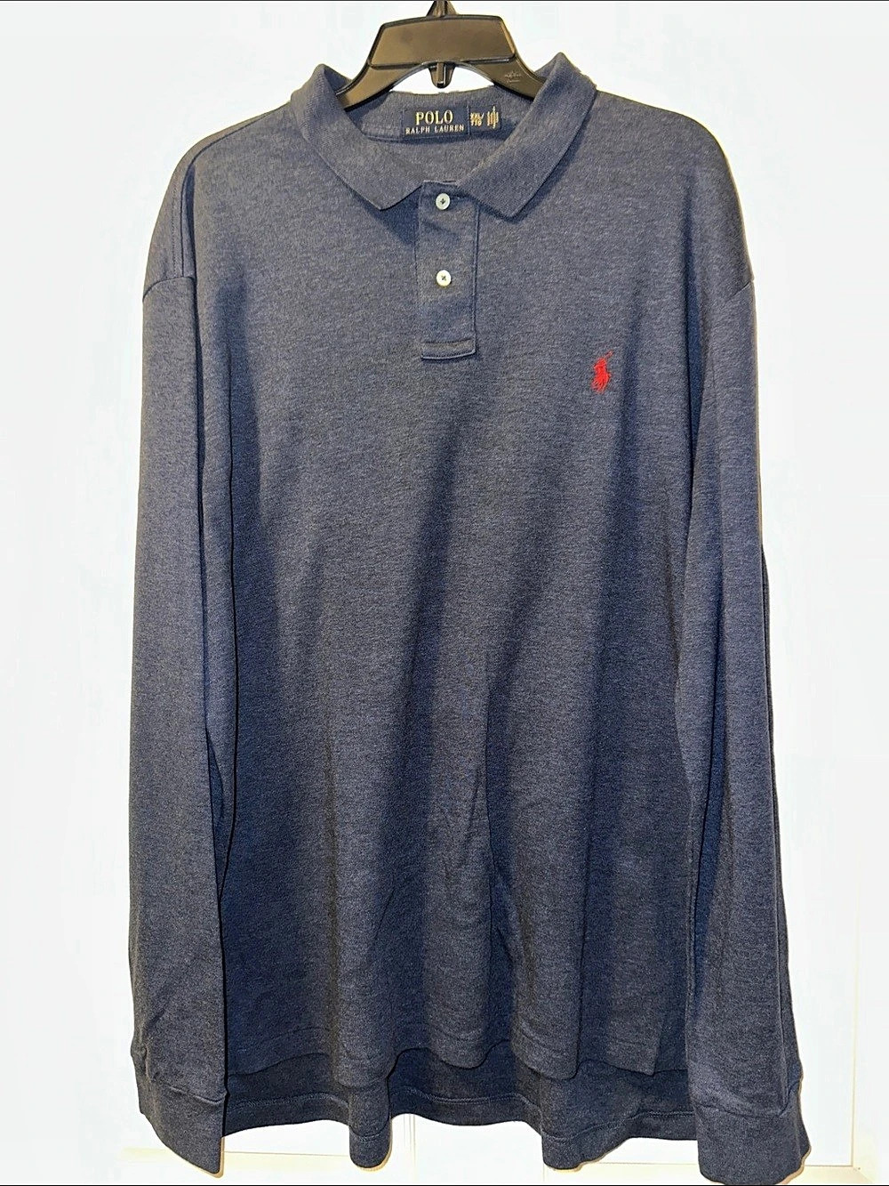 Men’s Polo Ralph Lauren Blue Classic Fit Long Sleeve Polo Shirt - Size XXL